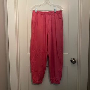 Hollister Pink Adjustable Rise Baggy Fleece Boyfriend Joggers Size Large